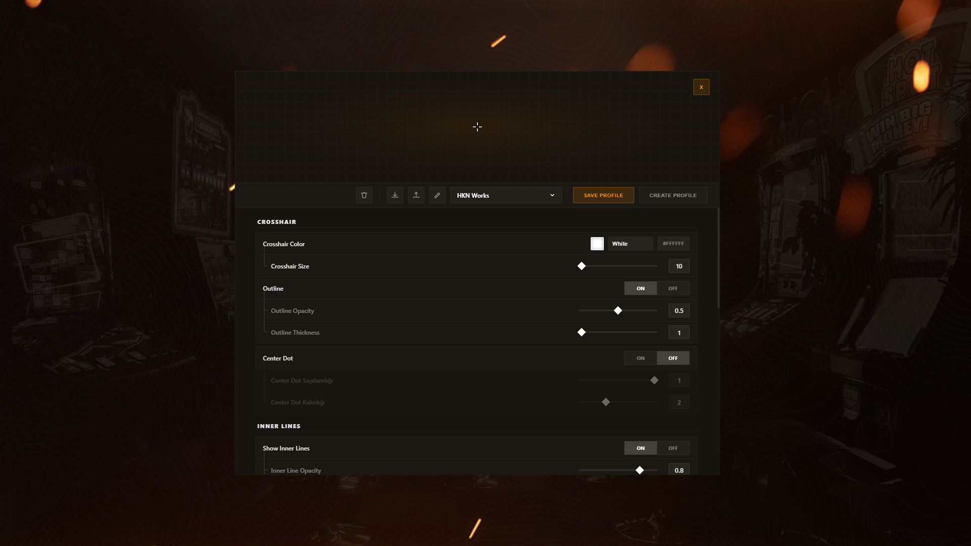 Custom Crosshair Menu